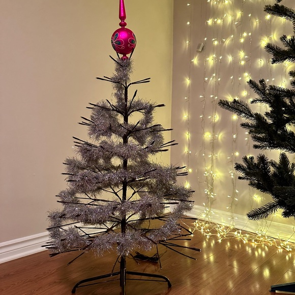 Christmas Tree Top Bright Pink Holiday Ornament with Floral Design - Picture 13 of 14